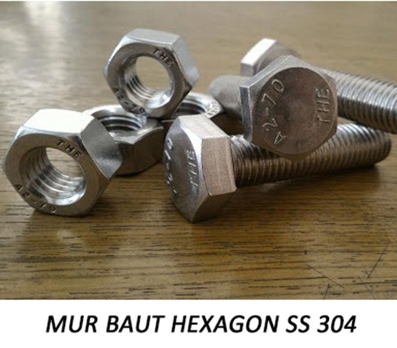Jual mur baut surabaya | dynabolt, hexa ss304, baut roofing 3 Baut hexa stainless steel ss304 tahan karat