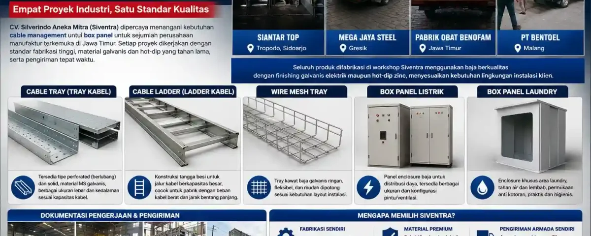 Proyek cable tray, ladder & box panel industri — cv. Silverindo aneka mitra (siventra) 4 Proyek cable tray ladder box panel industri