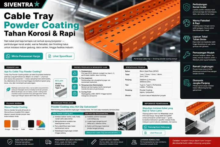 Cable tray powder coating merk siventra - tahan korosi 2 Cable tray powder coating